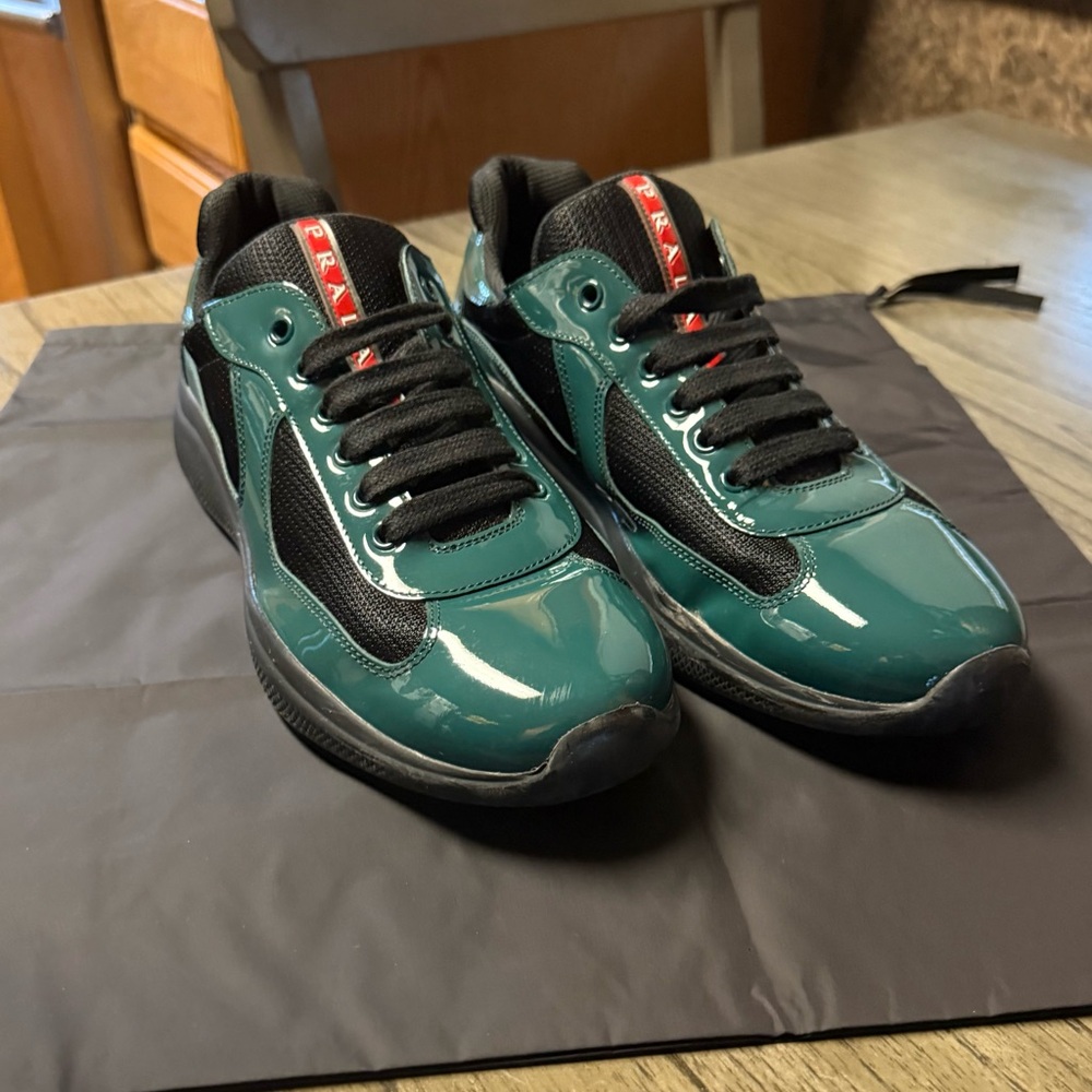Prada Men's Teal and Black Sneakers